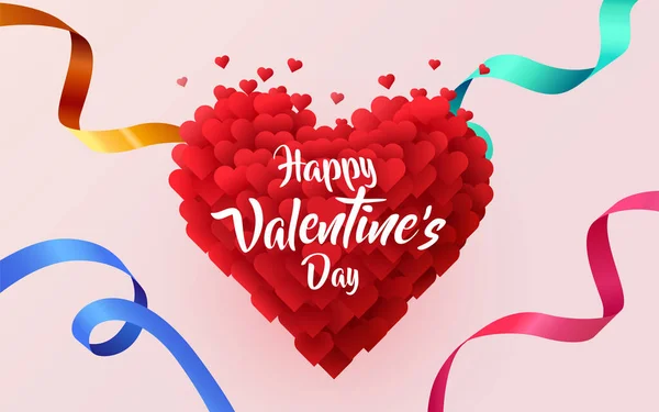 Счастливый День святого Валентина с летящими сердечками. — стоковый вектор