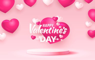 Sevgililer Günü 'nün kırmızı kalbi, 14 Şubat' tan tebrik kartı. Vektör