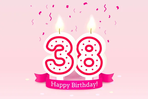 Hodně štěstí, zdraví. 38 let k narozeninám, svíčka ve formě čísel. Vektor — Stockový vektor