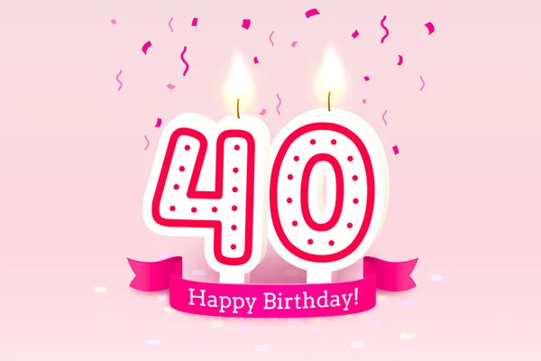 誕生日おめでとう。誕生日の40周年、番号の形でキャンドル。ベクトル — ストックベクタ