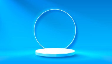 Ürün sunumu için reklam podyumu. Dekor elemanı arka planı. Vektör