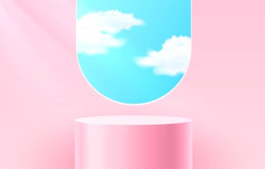 Işıklı sahne podyumu, ödül için sahne podyumu sahnesi, dekor unsuru arka planı. Vektör