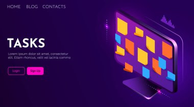 Not kağıdı, bilgisayar ekranında not kağıdı. İş için planlanmış ya da iş konsepti için kısa not.