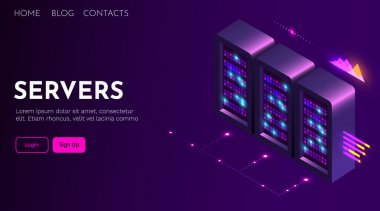 Büyük veri depolama, sunucu odası veritabanı ve veri merkezi kavramı.