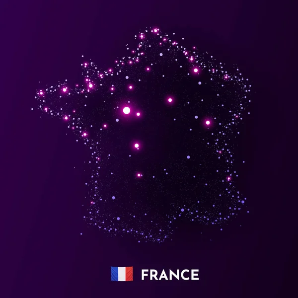Карта Франції складається з зірок і точок. Концепція глобалізації. Космічний вид. — стоковий вектор