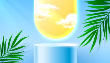 Işıklı sahne podyumu, ödül için sahne podyumu sahnesi, dekor unsuru arka planı. Vektör