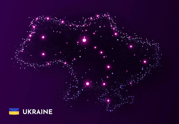 Карта України складається з зірок і крапок. Концепція глобалізації. Космічний вид. — стоковий вектор