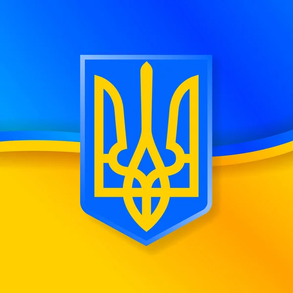 Герб українки на тлі жовто-синього прапора. — стоковий вектор