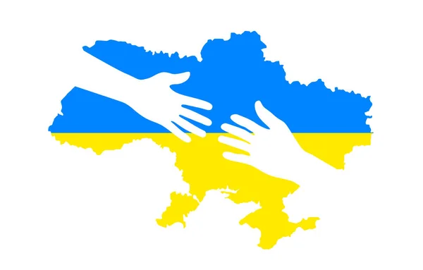 Egy ukrán kezét segíteni az ország területén. Vektor — Stock Vector