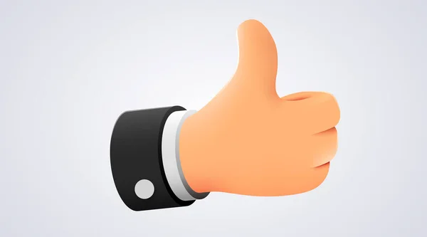 Cartoon human hand with thumb. Concept of like at social network, success or good feedback. — Vector de stock