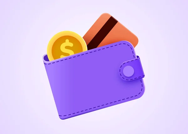 İçinde para ve kredi kartı olan cüzdan.. — Stok Vektör