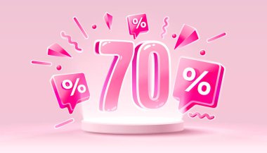 Mega indirimli satışlar, mutlu 70 indirimli afişler. Yönetim kurulu terfisi. Vektör