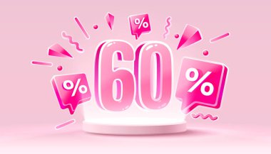 Mega indirimli satışlar, indirimli 60 'lı yılların kutlu olsun. Yönetim kurulu terfisi. Vektör