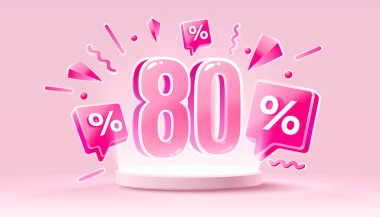 Mega indirimli indirimli 80 'lik indirimli afiş. Yönetim kurulu terfisi. Vektör