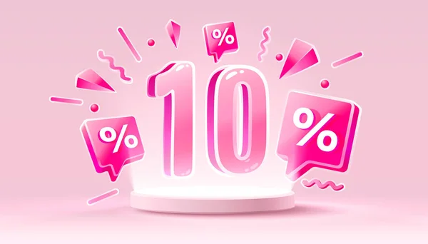 Mega sale special offer, Happy 10 off sale banner. Sign board promotion. Vector — Wektor stockowy
