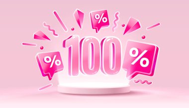 Mega indirimli satışlar, indirimli 100 'lük afişler. Yönetim kurulu terfisi. Vektör