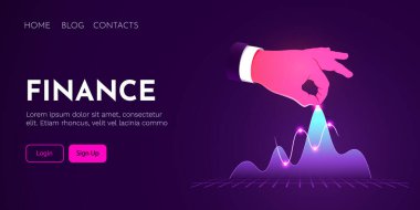 İşadamı mali tabloları yükseltiyor. İş büyümesi, para biriktirme, fon kavramı.