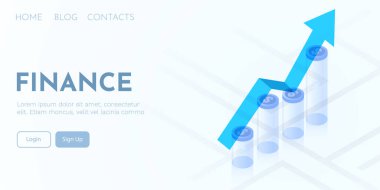 İşini büyüt. Bozuk para yığınları üzerinde büyüyen ok. İniş sayfası