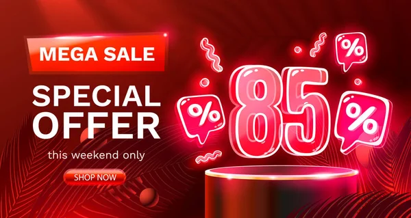 Mega Sale Special Offer Neon Sale Banner Sign Board Promotion — Archivo Imágenes Vectoriales