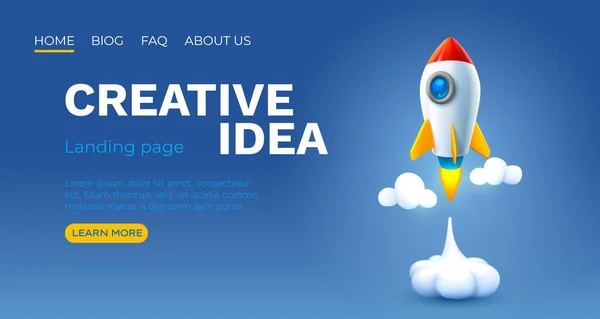 Ideia Criativa Landing Page Banner Espacial Foguetes Ilustração Vetorial —  Vetores de Stock