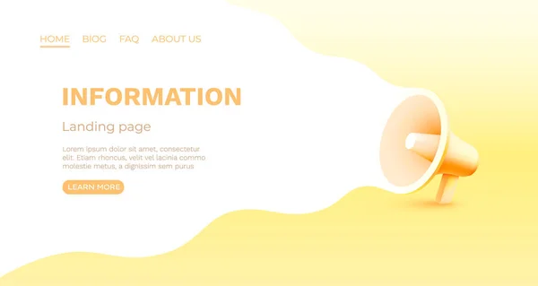 Megaphone Πληροφορίες Banner Σελίδα Προορισμού Επιχειρηματική Επικοινωνία Εικονογράφηση Διανύσματος — Διανυσματικό Αρχείο