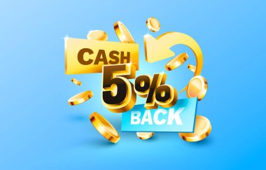 5 nakit geri ödeme servisi, finansal ödeme etiketi. Vektör illüstrasyonu