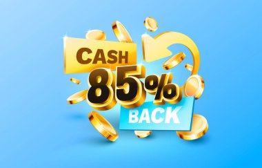 85 nakit geri ödeme servisi, finansal ödeme etiketi. Vektör illüstrasyonu