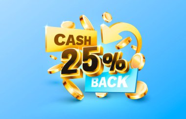 25 nakit geri ödeme servisi, finansal ödeme etiketi. Vektör illüstrasyonu
