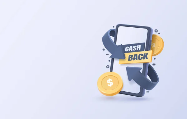 Servizio Mobile Cash Back Pagamento Finanziario Smartphone Schermo Mobile Tecnologia — Vettoriale Stock