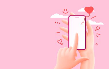 Kalp ikonu mesajı, web pankartı gibi akıllı telefonlar. Vektör illüstrasyonu