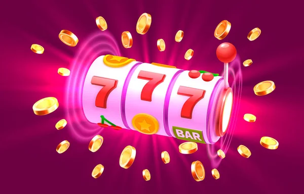 Casino Slots Winner Fortune Luck 777 Win Banner Vector Illustration — Vettoriale Stock