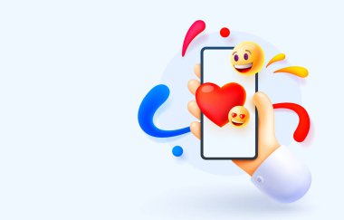 Kalp ikonu mesajı, web pankartı gibi akıllı telefonlar. Vektör illüstrasyonu