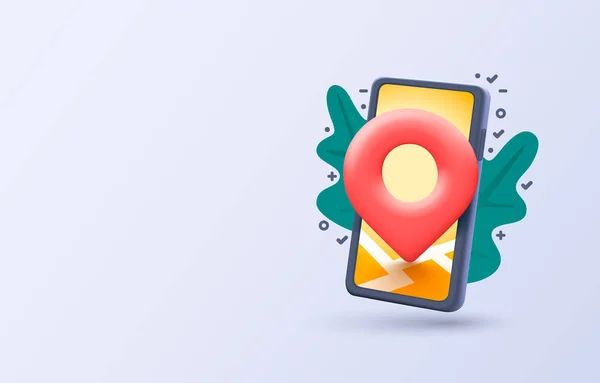 Mobile Location Service Smartphone Route Screen Technology Display Vector Illustration — Vector de stock