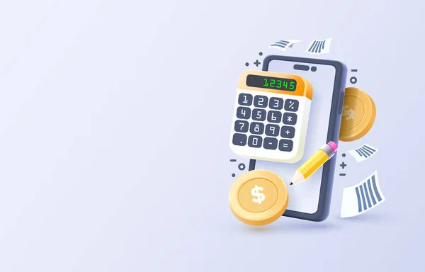 Mobilny Kalkulator Smartfon Mobilny Finanse Technologia Mobilny Wyświetlacz Ilustracja Wektora — Wektor stockowy