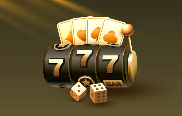 Casino Slots Winner Fortune Luck 777 Win Banner Vector Illustration — Vector de stock