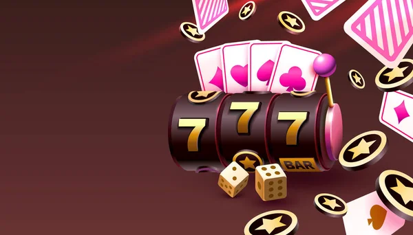 Casino Slots Winner Fortune Luck 777 Win Banner Vector Illustration —  Vetores de Stock