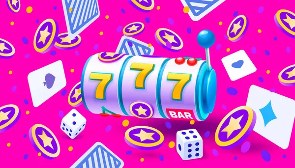 Casino Slots Winner Fortune Luck 777 Win Banner Vector Illustration — Stockvektor