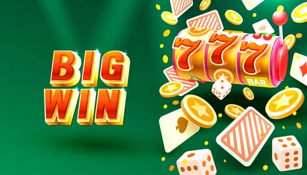 Casino Slots Winner Fortune Luck 777 Win Banner Vector Illustration — Vettoriale Stock