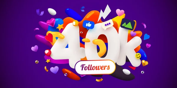 40K 40000 Followers Thank You Social Network Friends Followers Web — Image vectorielle
