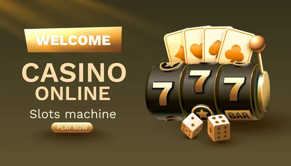 Casino Slots Winner Fortune Luck 777 Win Banner Vector Illustration — Stock vektor