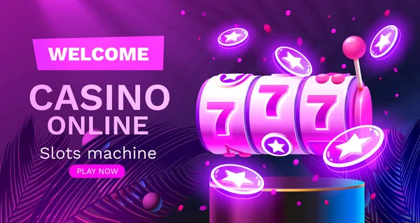 Casino Slots Winner Fortune Luck 777 Win Banner Vector Illustration — Stock Vector
