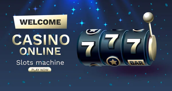 Casino Slots Gewinner Glück 777 Gewinn Banner Vektorillustration — Stockvektor