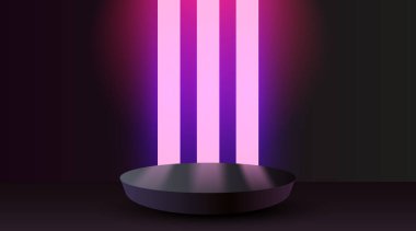 Soyut sahne arkaplanı. Ürün sunumu, modelleme, kozmetik ürünler, podyum, sahne kaidesi veya platformu. Vektör illüstrasyonu