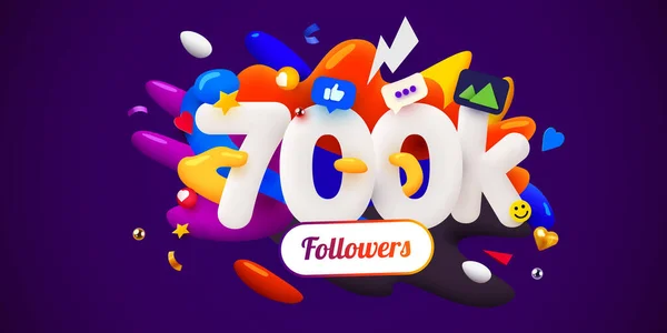 700K 700000 Followers Thank You Social Network Friends Followers Web — Stok Vektör