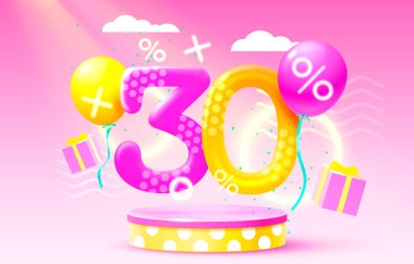 Mega indirimi, sahne podyumu, sahne podyumu, ödül için sahne sahne, dekor unsuru arka planı. Vektör illüstrasyonu