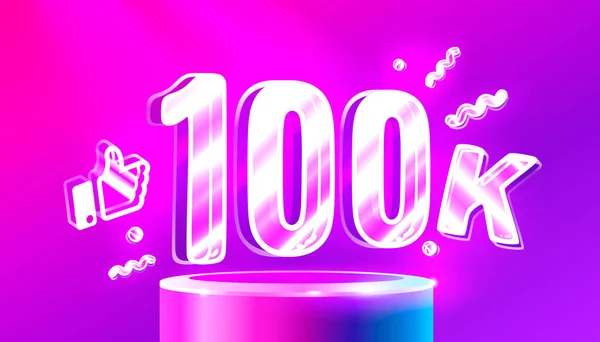 Thank You 100K Followers Peoples Online Social Group Happy Banner — Image vectorielle