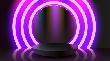 Soyut sahne arkaplanı. Ürün sunumu, modelleme, kozmetik ürünler, podyum, sahne kaidesi veya platformu. Vektör illüstrasyonu