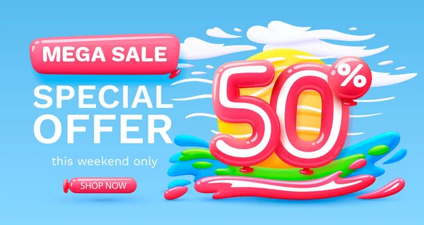 Mega Sale Special Offer Stage Podium Percent Simmer Time Lifestyle — Stok Vektör