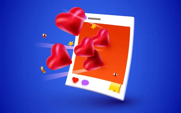 Social Media Photo Frame Hearts Likes Followers Concept Vector Illustration — Stockový vektor