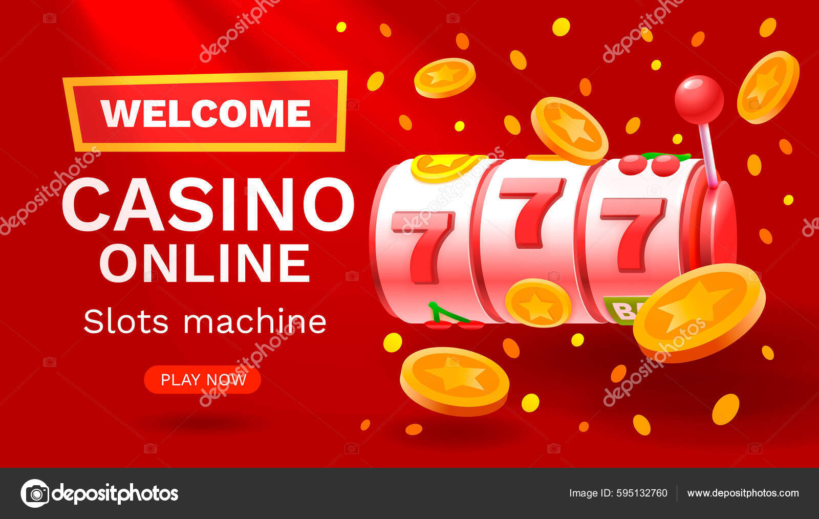 Online Slots Casino Banner Play Now Stock Vector (Royalty Free